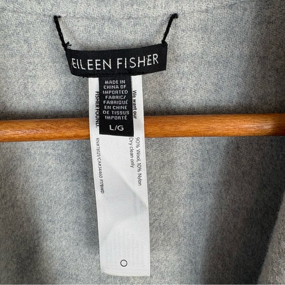 Eileen Fisher wool blend open front jacket coat two tone - Picture 4 of 6